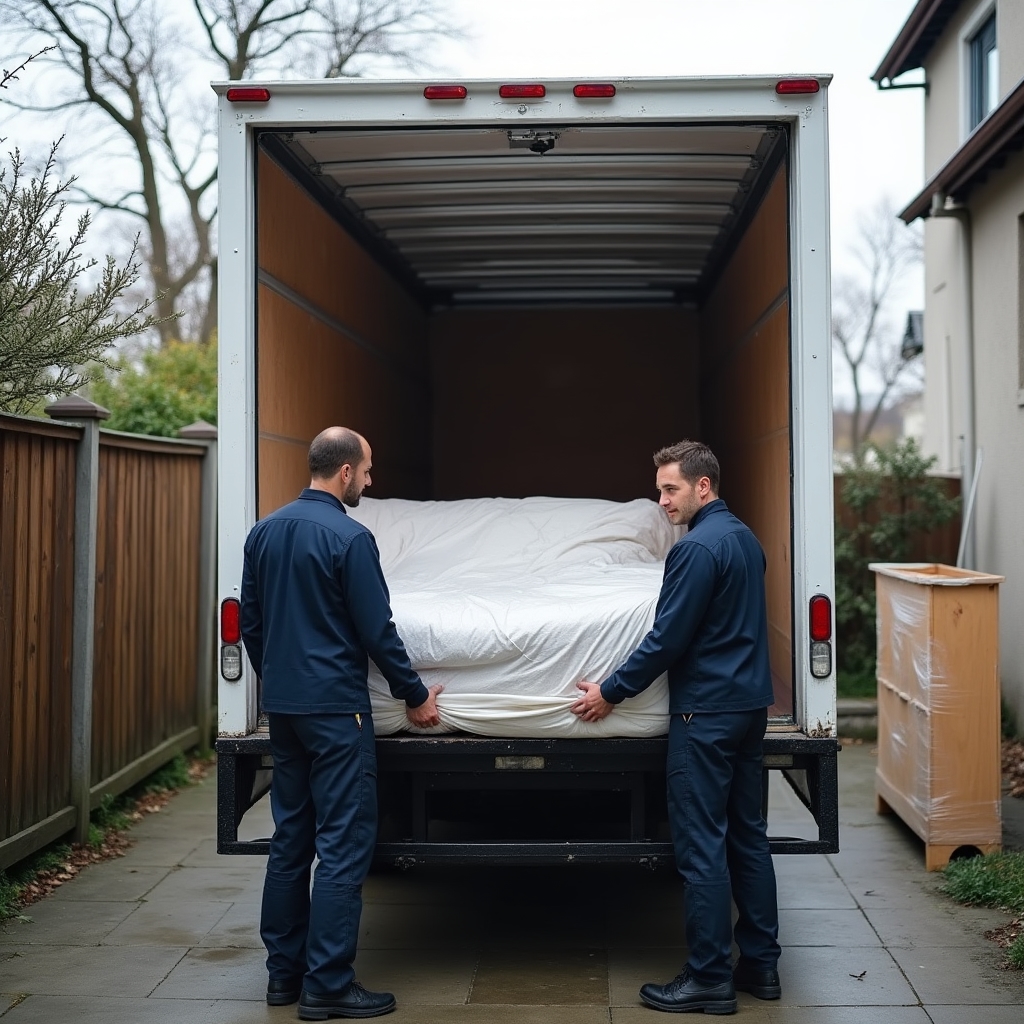 Ładowanie mebli do samochodu transportowego