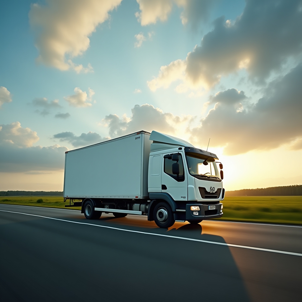 Samochód transportowy na drodze podczas przeprowadzki